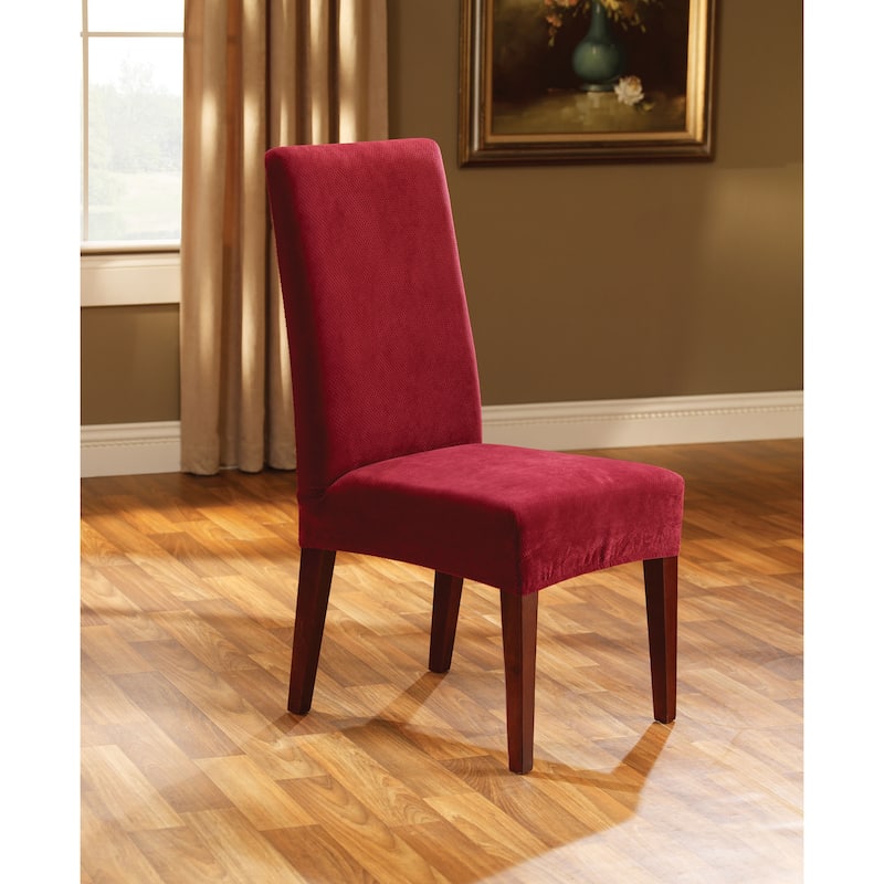 SureFit Stretch Pique Short Dining Chair Slipcover - Garnet