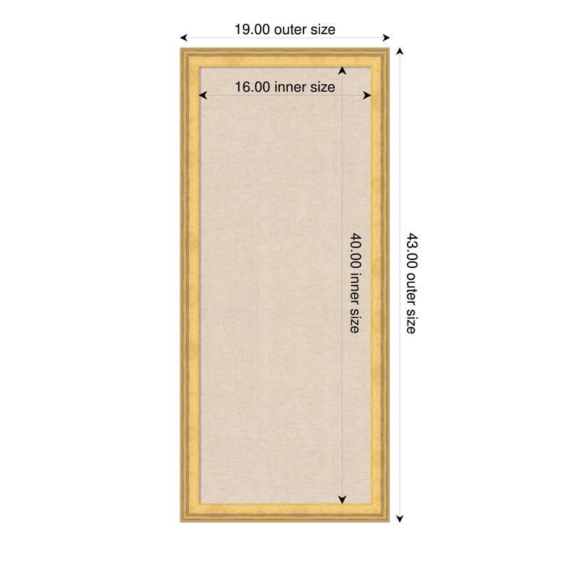Amanti Art Framed Fabric Pinboard Natural Linen Printed Bulletin Board - Board Size 16 x 40 - Owen Gold