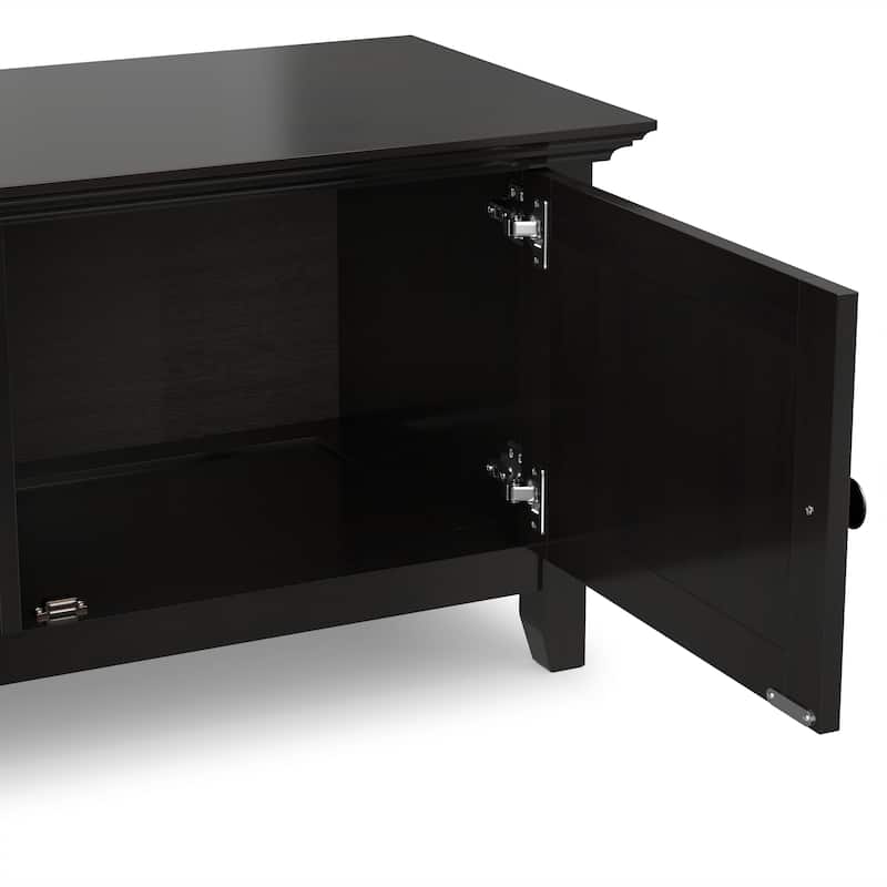 WYNDENHALL Halifax SOLID WOOD 72 inch Wide Transitional TV Media Stand in Hickory Brown For TVs up to 80 inches