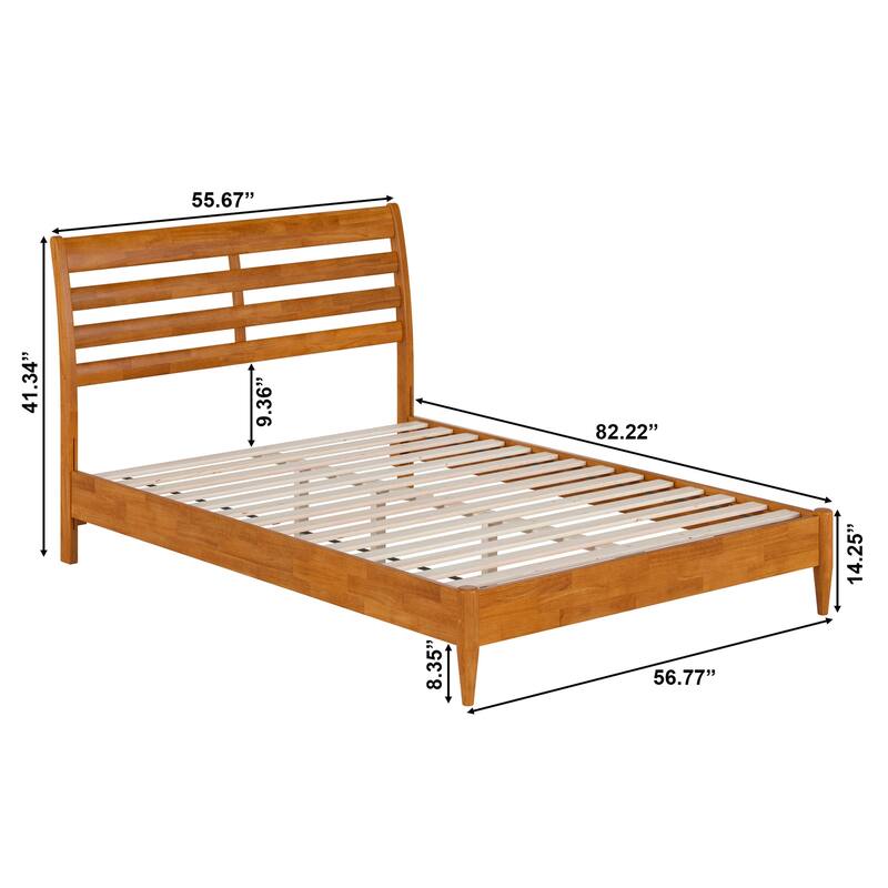 Low Profile Platform Bed - Solid Wood Bed Frame - Modern Bedroom Furniture - Twin, Full, Queen, King Sizes