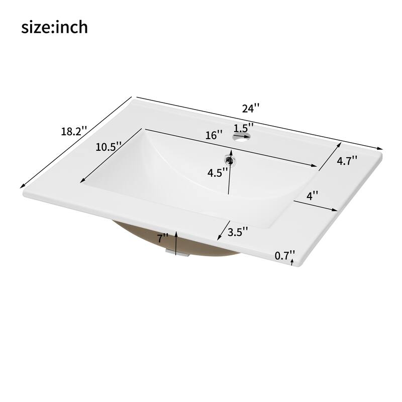 Simple Freestanding Storage Cabinet Single Sink Vanity for Bathroom with 2 Doors Cabinet, Large Drawer and Silver Metal Handles