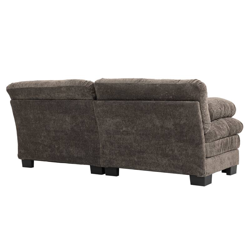 Two-seat Modular Sleeper Sofa, Gray Chenille, for Living Room