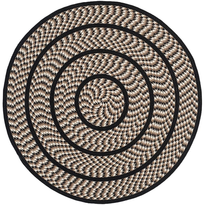 SAFAVIEH, Handmade Braided Jinela Country Rug - 4' Round - Ivory/Black