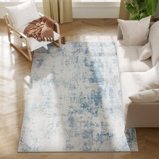 HOMCOM Area Rug 4x6, Machine Washable Rug, Non-Slip Modern Abstract Floor Cover Foldable Carpet for Living Room - 3'6"