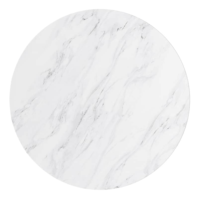 Clihome Round Marble Top Metal Dining Table
