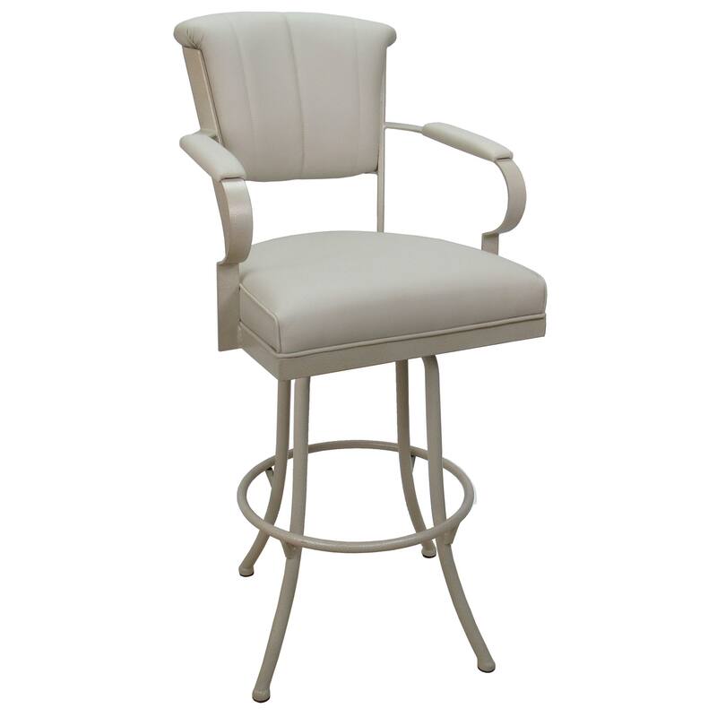 Miami Extra Tall 34" Spectator Metal Bar Stool on Noam Base - 34" Seat Height - Ocean Beige Vinyl - Beige