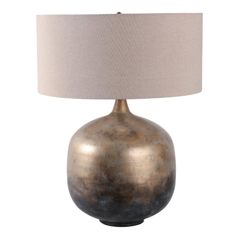Metal Table Lamp Rounded Base Drum Shade Glam Modern Accent Lighting