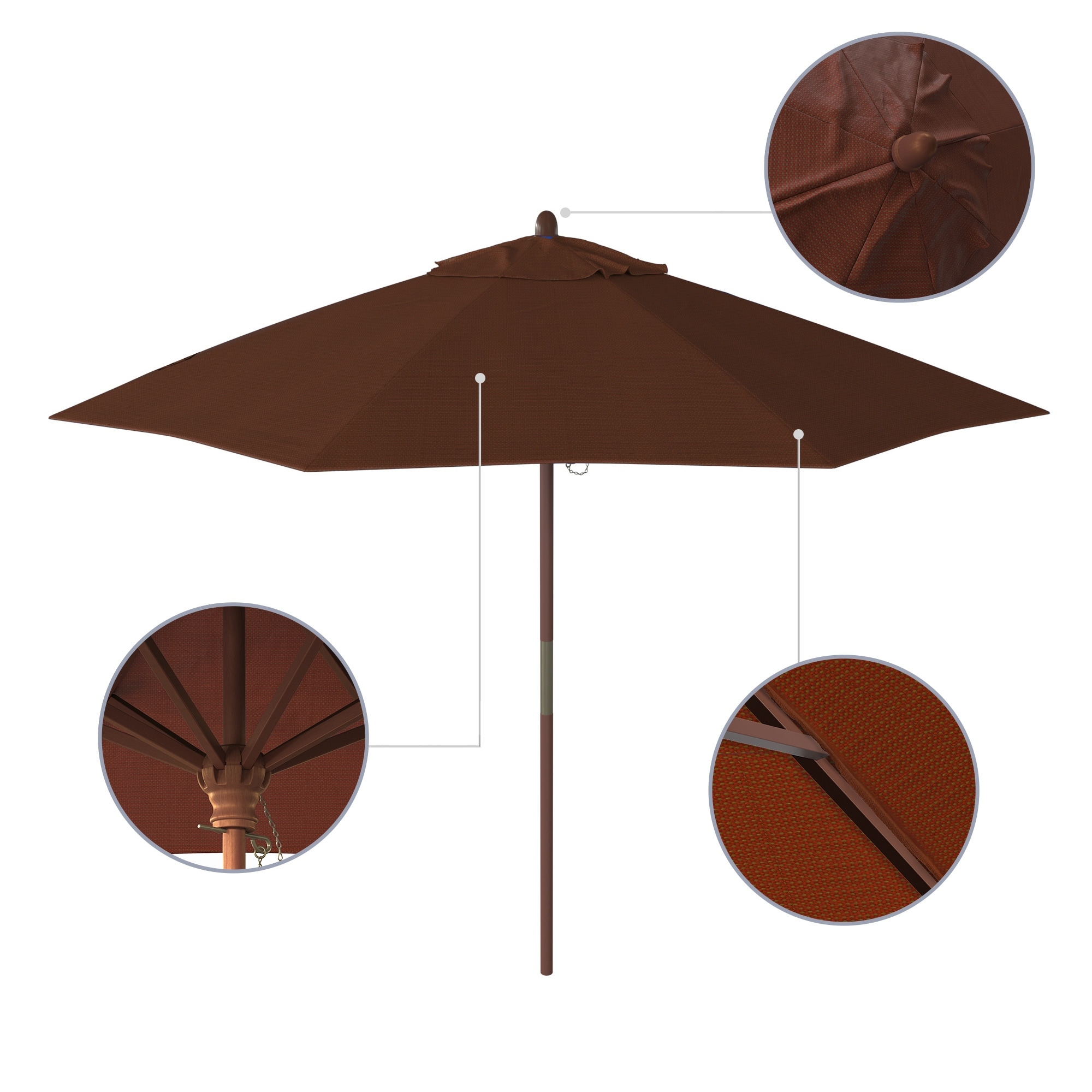 9 foot brown patio umbrella wikiwiki 9FT with Base, Outdoor Umbrellas with Base Included, 8 Sturdy Ribs, Waterproof Fade Resistant POLYESTER DTY Canopy for Deck, Lawn, Garden, Backyard & Pool, Tan : Patio Patio umbrella featuring a durable aluminum pole and 8 steel ribs California Umbrella 9' Wood Market