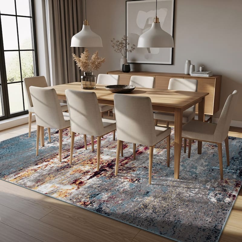 World Rug Gallery Distressed Abstract Watercolor Area Rug