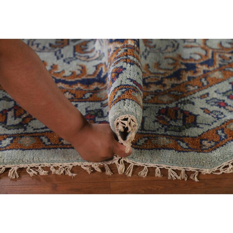 Heriz Serapi Indian Octagon Area Rug Handmade Wool Carpet - 5'11"x 6'1"