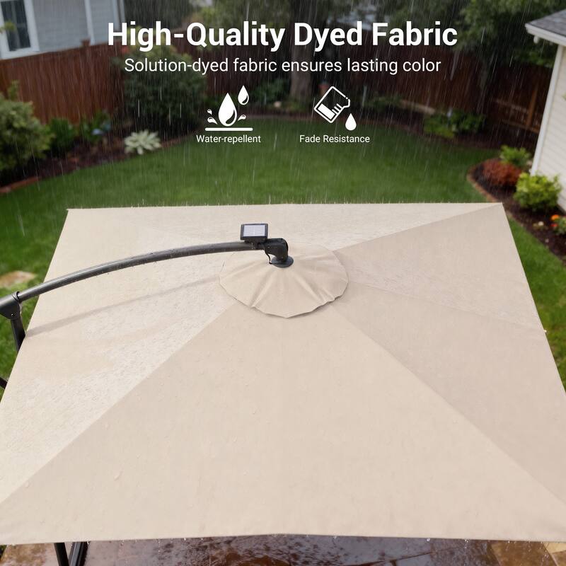 Sonkuki Outdoor 8.2x8.2FT LED lighted Patio Offset umbrella for Garden