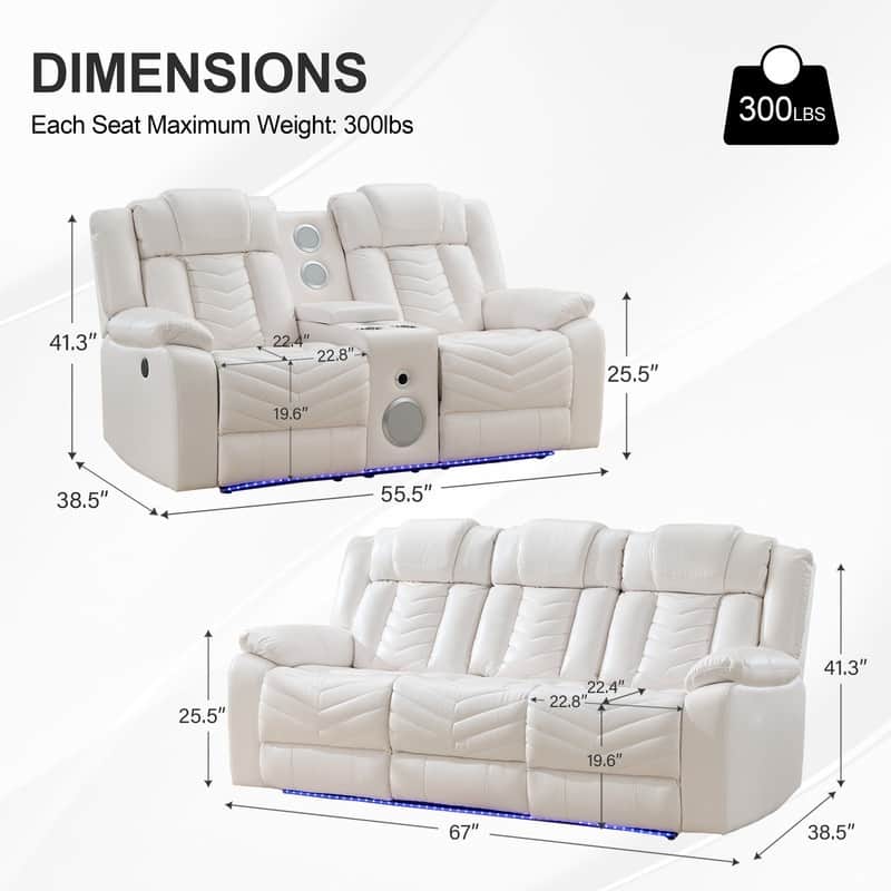 Power Recliner Sofa Set 6-Seater with Zero Gravity,Bass Speaker,Wireless Charger,USB/Type-C Ports,LED Lights,Cup Holders,Gray