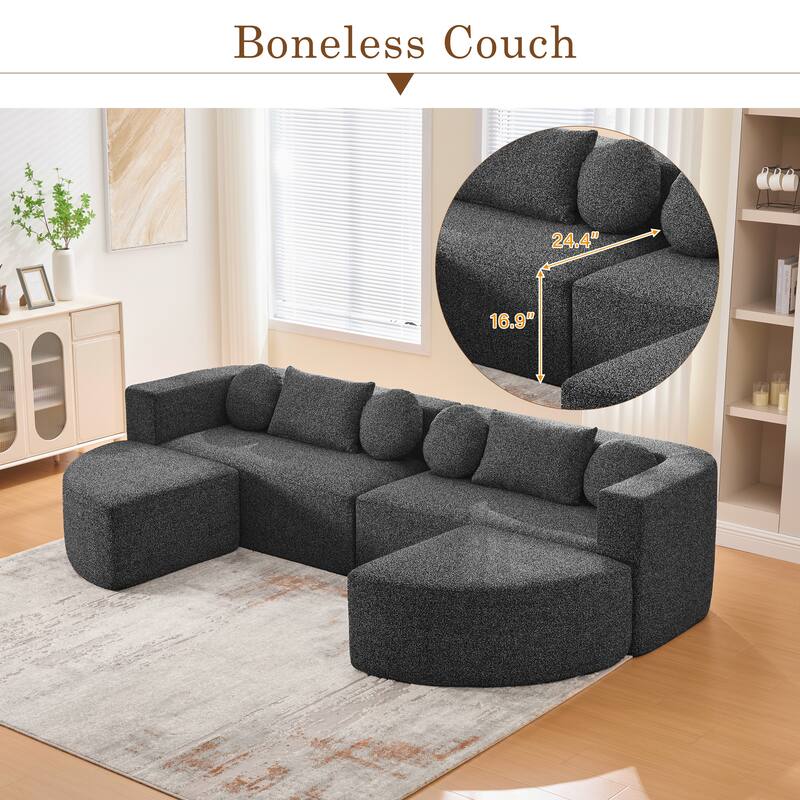 Anmytek Modular Sectional Sofa Bed 114.9" Free Combined Deep Seating Curved Design
