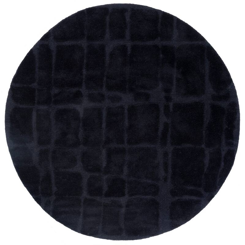 SAFAVIEH Handmade Rodeo Drive Swanje Abstract Wool Rug - 6' Round - Black