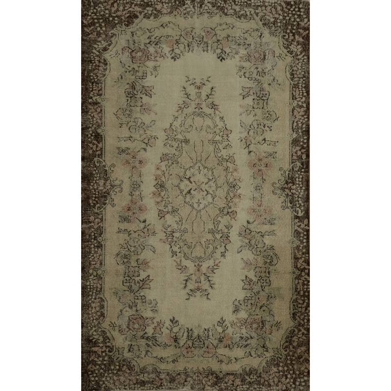 Hand Knotted Oriental 100% Wool Carpet Transitional Floral Beige & Ivories Anatolian Area Rug - 9' 8'' X 6' 3''