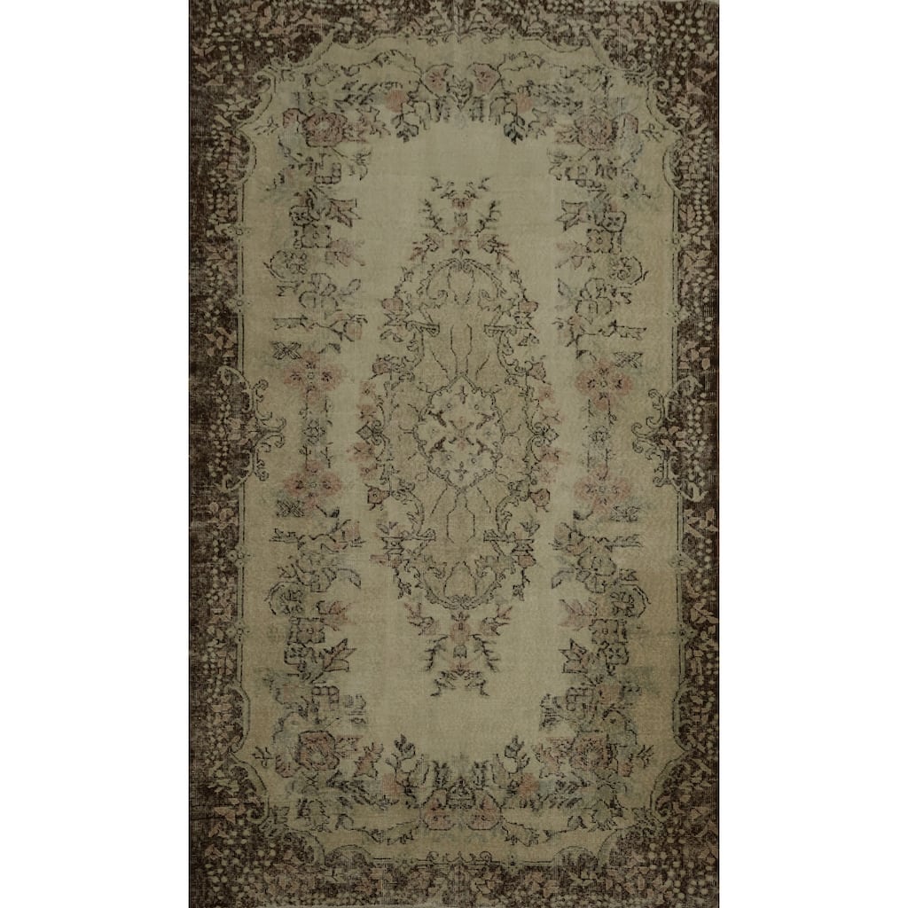 Hand Knotted Oriental 100% Wool Carpet Transitional Floral Beige & Ivories Anatolian Area Rug - 9' 8'' X 6' 3''