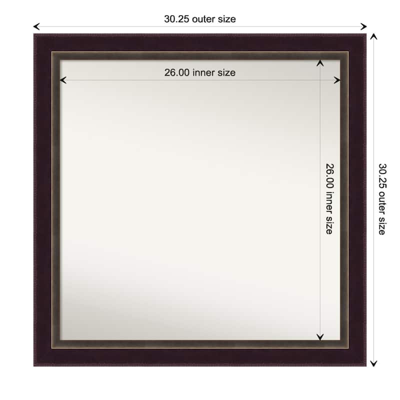 Signore Bronze Framed Non-Beveled Custom Wall Mirror, Bathroom Vanity Mirror - Outer Size: 30.25 x 30.25