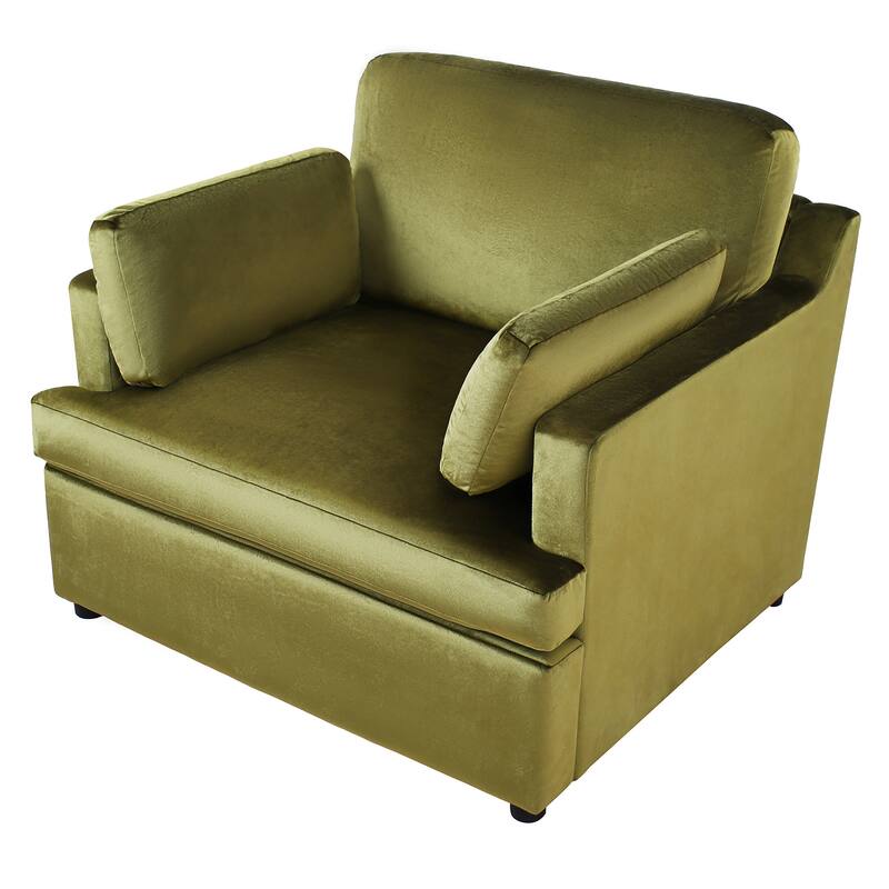 Velvet Single Sofa Chair, Modern Upholstered Accent Chair for Reading, Comfy Living Room Chairs with Pillow