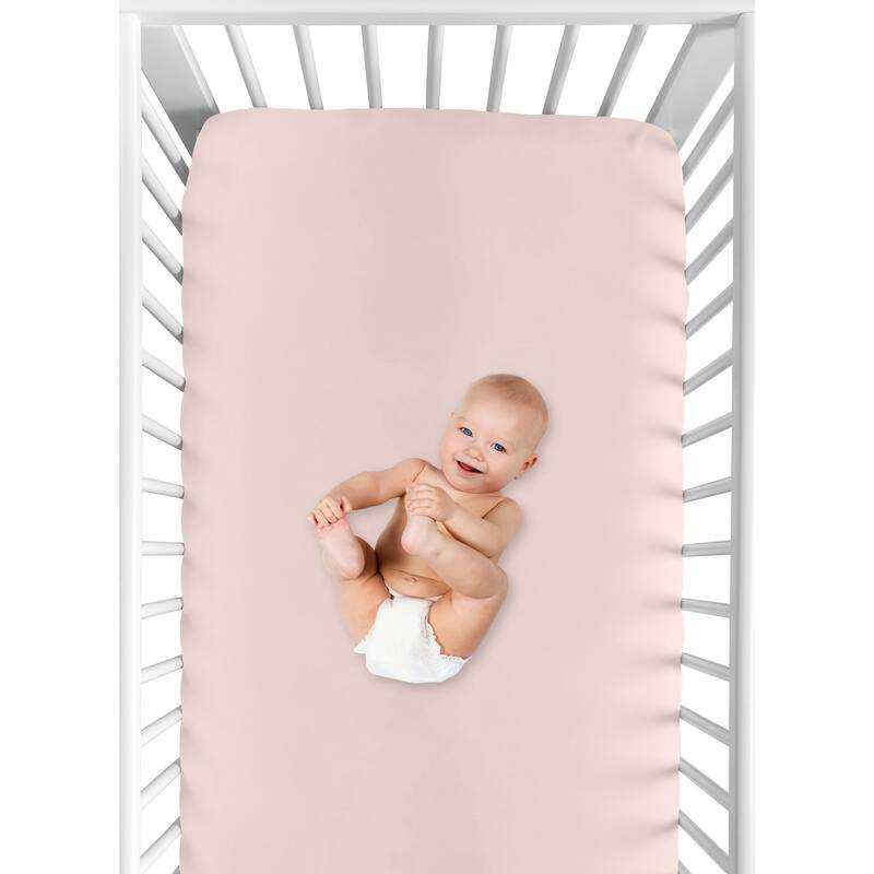 Blush Pink Girl Fitted Crib Sheet - Solid Color Cotton For Boho Desert Sun Mountain Collection