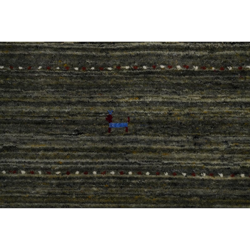 Hand Knotted Oriental 100% Wool Carpet Tribal Animal Pictorial Green Gabbeh Area Rug - 8' 0'' X 6' 8''