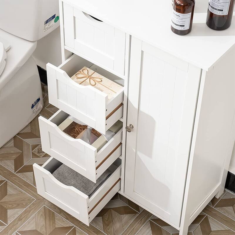 Freestanding Bathroom Storage Cabinet with Adjustable Shelf & Drawer