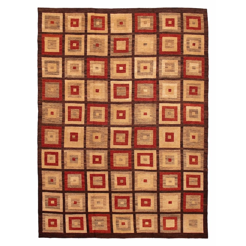ECARPETGALLERY Flat-Weave Lahor Finest Beige, Red Wool Tapestry Kilim - 10'1 x 13'7 - Beige/ Red - 10'1 x 13'7
