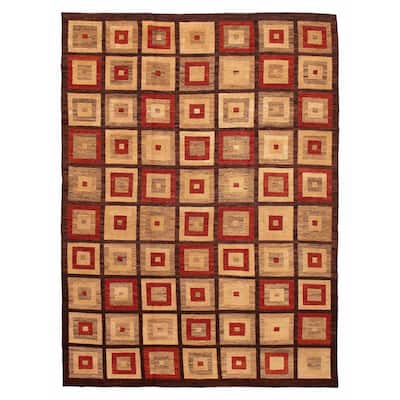 ECARPETGALLERY Flat-Weave Lahor Finest Beige, Red Wool Tapestry Kilim - 10'1 x 13'7
