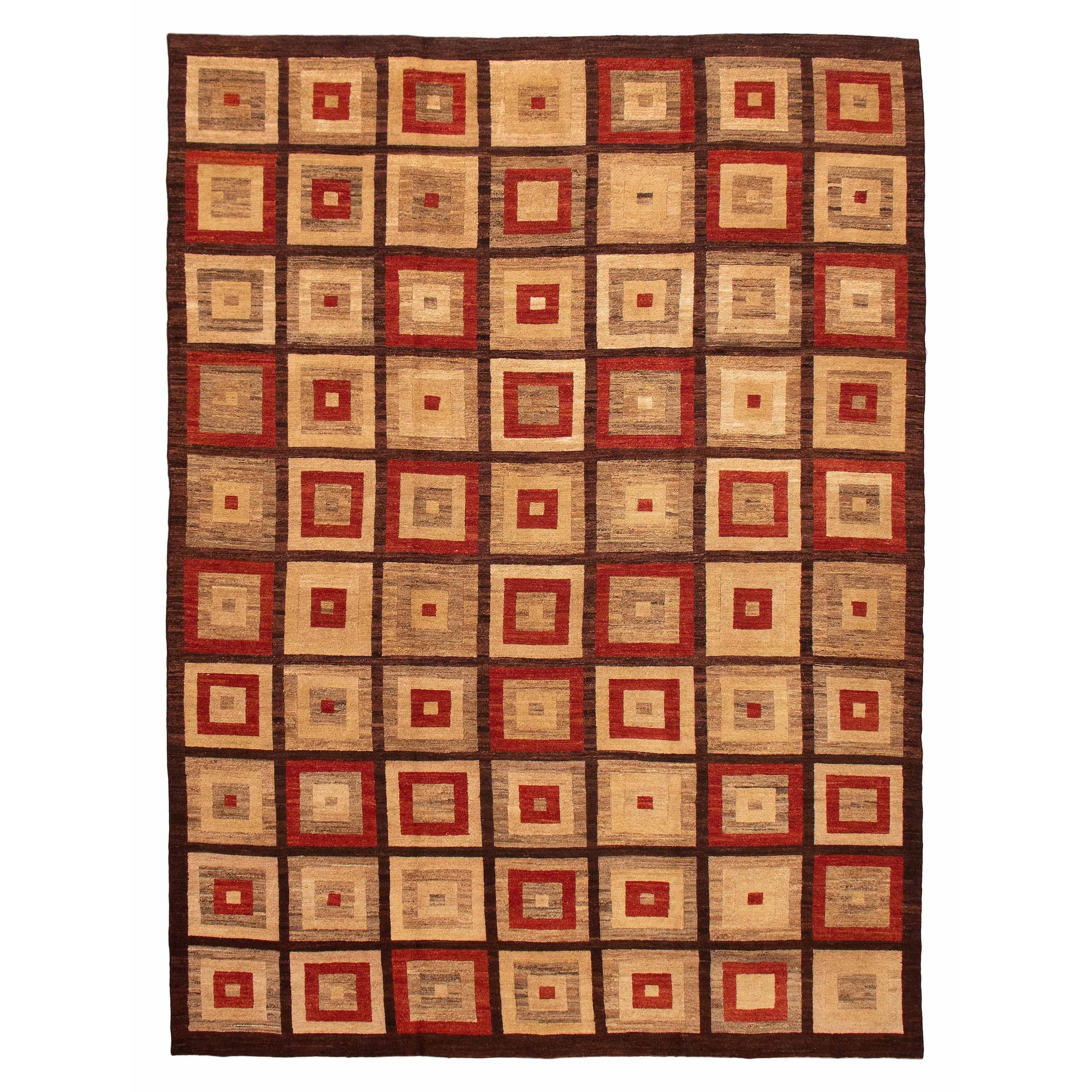 ECARPETGALLERY Flat-Weave Lahor Finest Beige, Red Wool Tapestry Kilim - 10'1 x 13'7