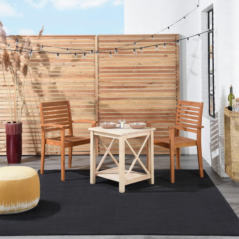 Nourison Essentials Solid Contemporary Indoor/Outdoor Area Rug - 9' Square - Black