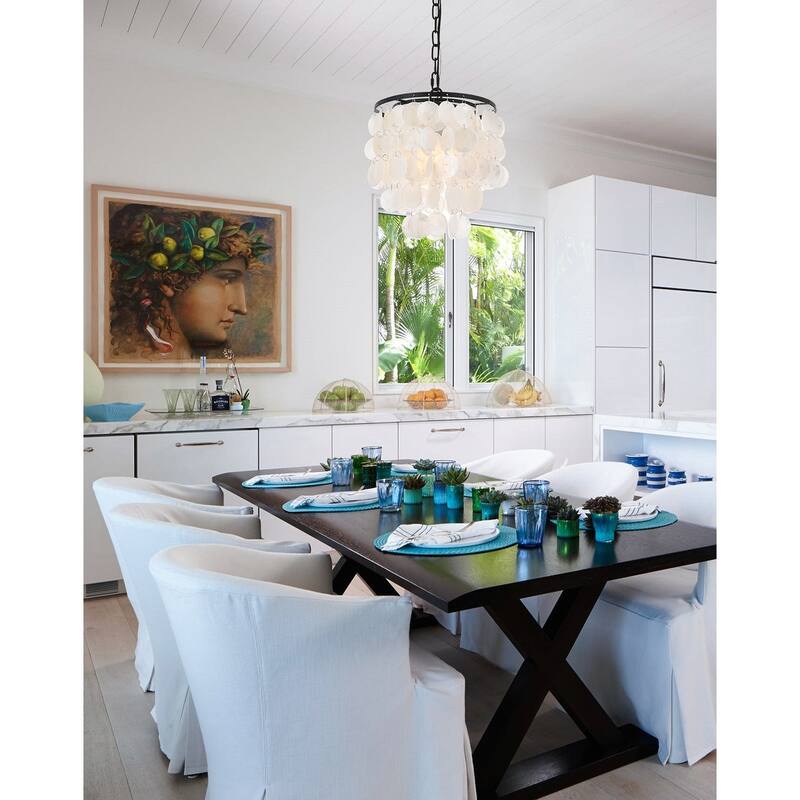 Selene Shell/ Brass 1-light Pendant