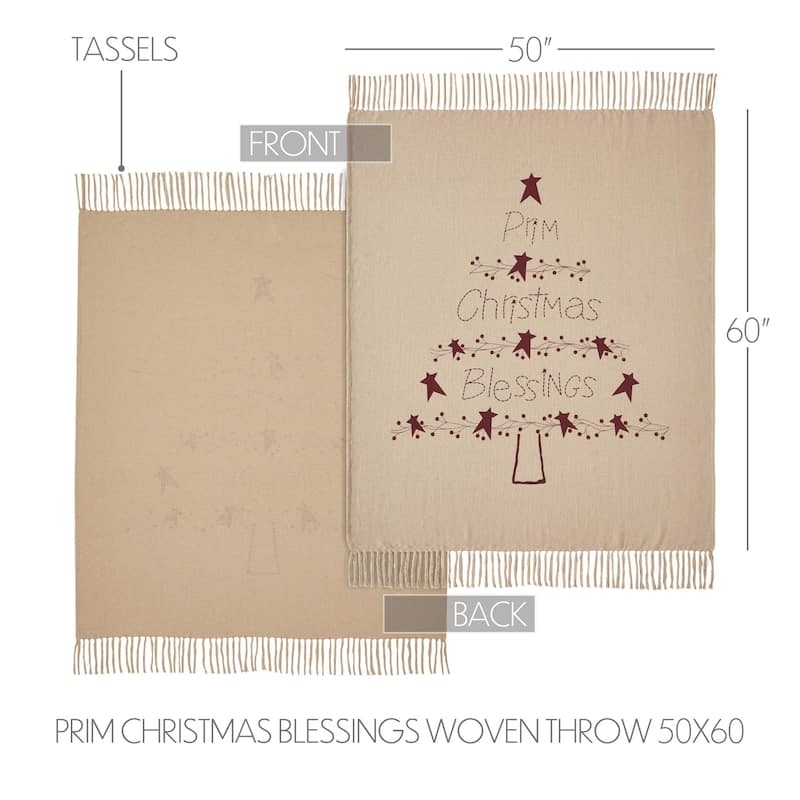 Prim Christmas Blessings Woven Throw 60x50