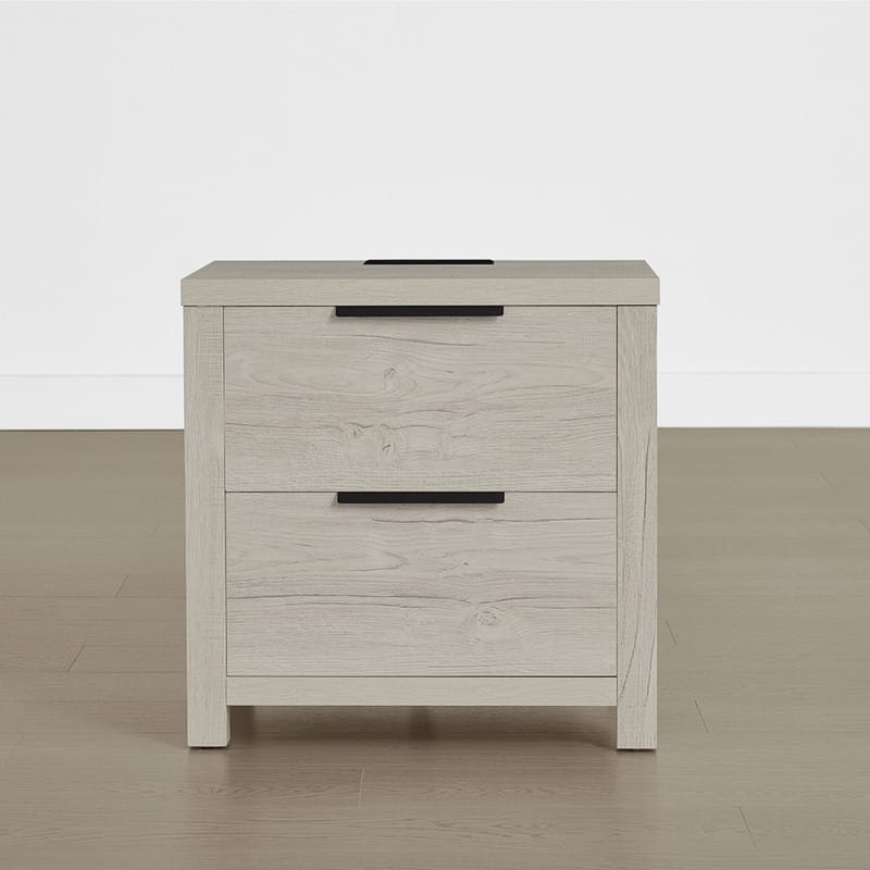 Spruce & Spring Scout Farmhouse Solid Wood Nightstand with 2 Drawers and Type-C, USB & 2 Power Outlets