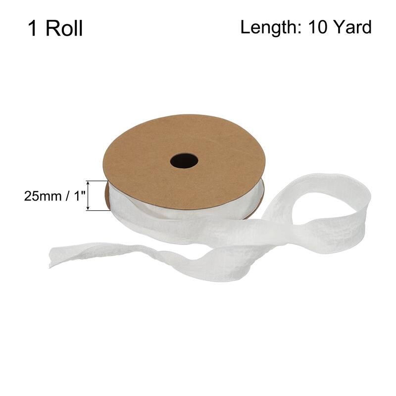 1 Inch 10 Yard Satin Double Ruffle Edge Ribbon Solid Color