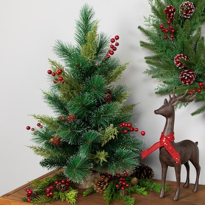 Spruce Pine Needle and Pinecone Artificial Mini Christmas Tree - 25" - Unlit - 2 Foot