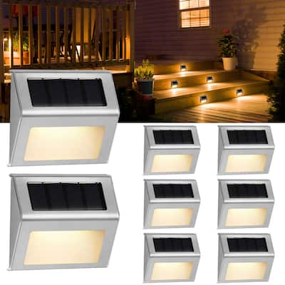 8 PCS LED Solar Outdoor Lights Stainless Steel Solar Step Light
