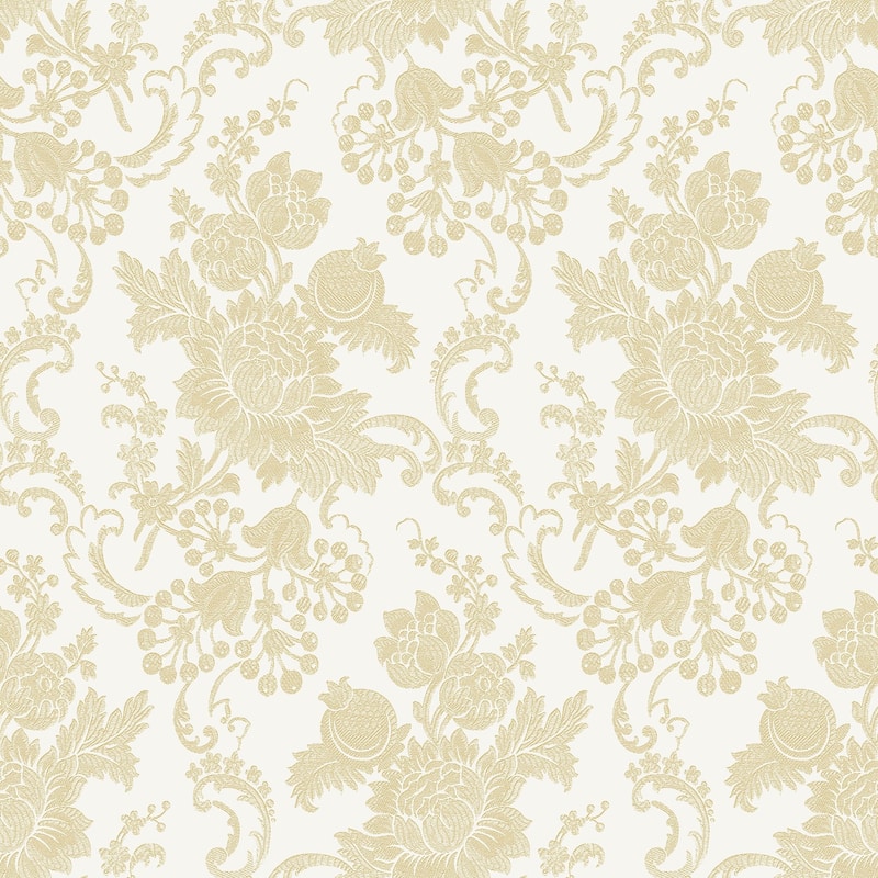 Galerie Wallcoverings Italian Classics 4 Collection Embossed Floreale Floral Bunch Vinyl on Non-woven Matte Wallpaper Roll - 33 feet x 21 inches - Tan