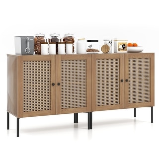 Costway Set of 2 Rattan Buffet Sideboard Wine Cabinet Cupboard - See Details