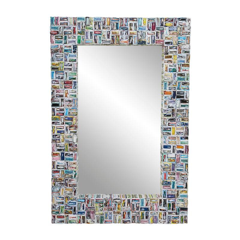 Multi Colored Paper Handmade Recycled Magazine Frame Room Wall Mirror