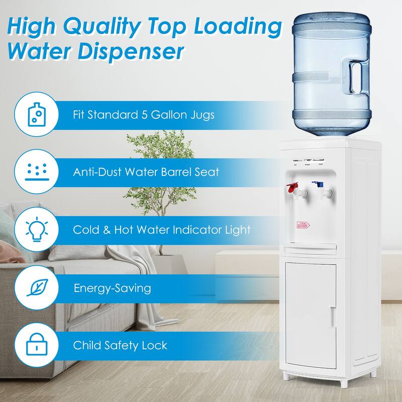 Gymax 5 Gallon Top Loading Hot & Cold Water Dispenser Cooler w/
