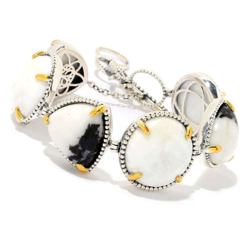 925 Sterling Silver White Magnesite and White Buffalo Bracelet