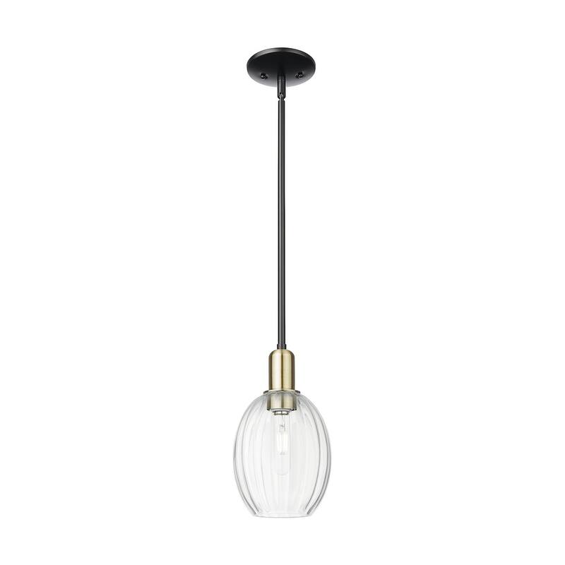 Innovations Lighting 716-1S-11-6 Preston Pendant Preston 6" Wide Mini - Black Antique Brass / Clear