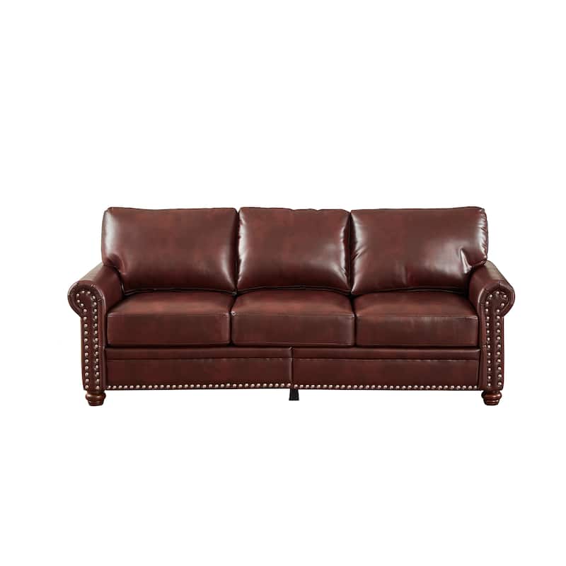 Roomfitters 81" Modern 3-Seater Sofa with Nailhead Trim, Comfortable Upholstered Triple Couch with Rolled Arms