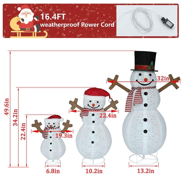 VEIKOUS 4 ft. Warm White LED Snowman Family Christmas Holiday Yard Decoration (3-Piece)