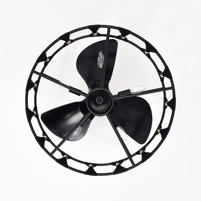 Helle 25 Inch Elegant Matte Black Fandelier with Remote