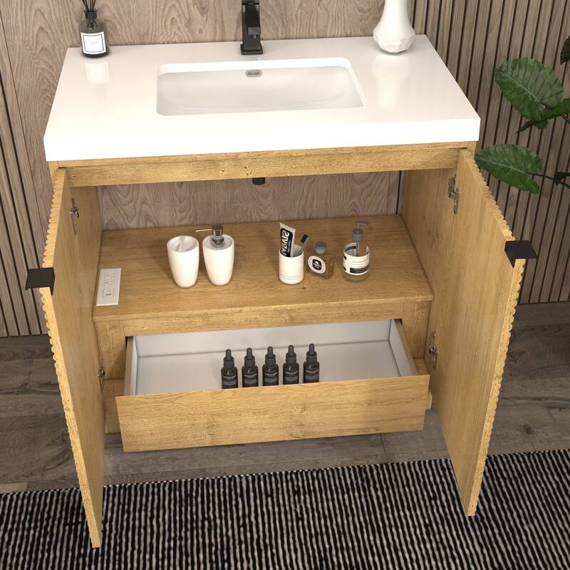 Milano 36" Freestanding Bathroom Vanity with White Acrylic Sink