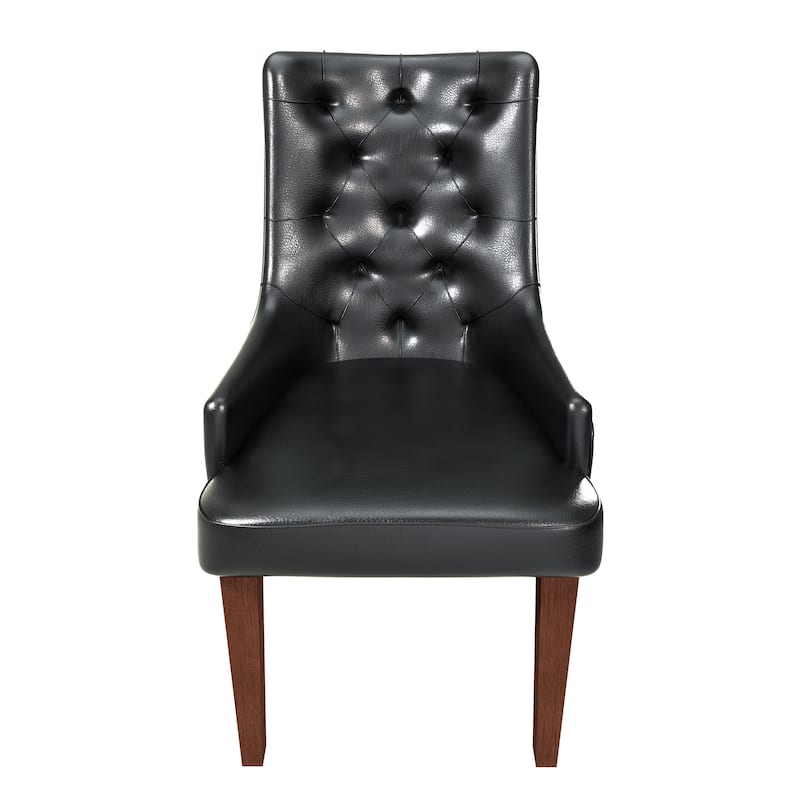 Dining Chair in Leather/Velvet Diamond-Tufted Design Side Chair in Rubberwood