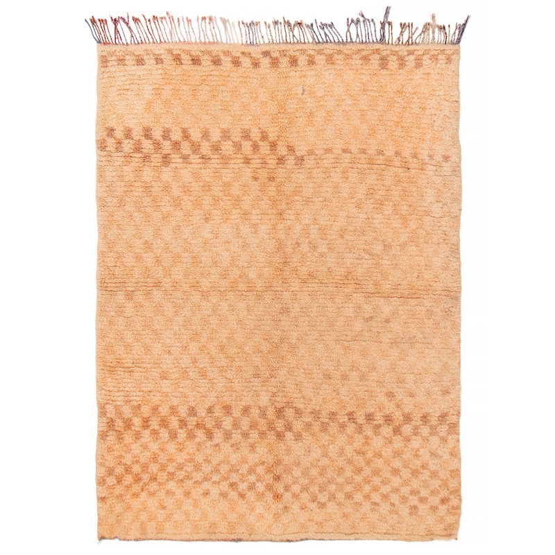 ECARPETGALLERY Hand-knotted Beni Ourain Beige Wool Rug - 4'2 x 5'6 - Beige - 4'2 x 5'6