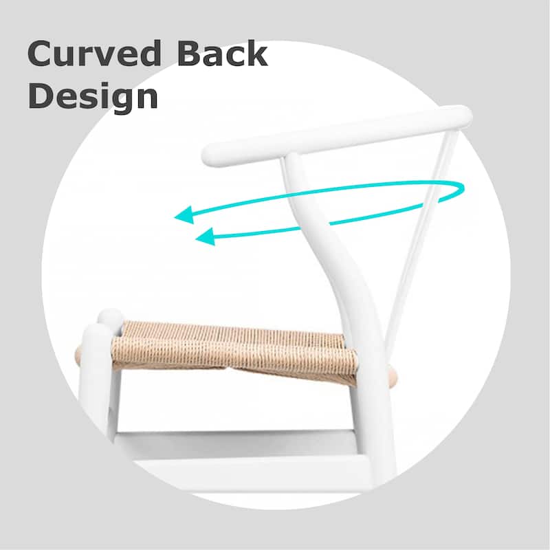 Set of 2 Modern Wood Dining Chair With Back Armchair Hemp Seat For Home Restaurant Office Kitchen