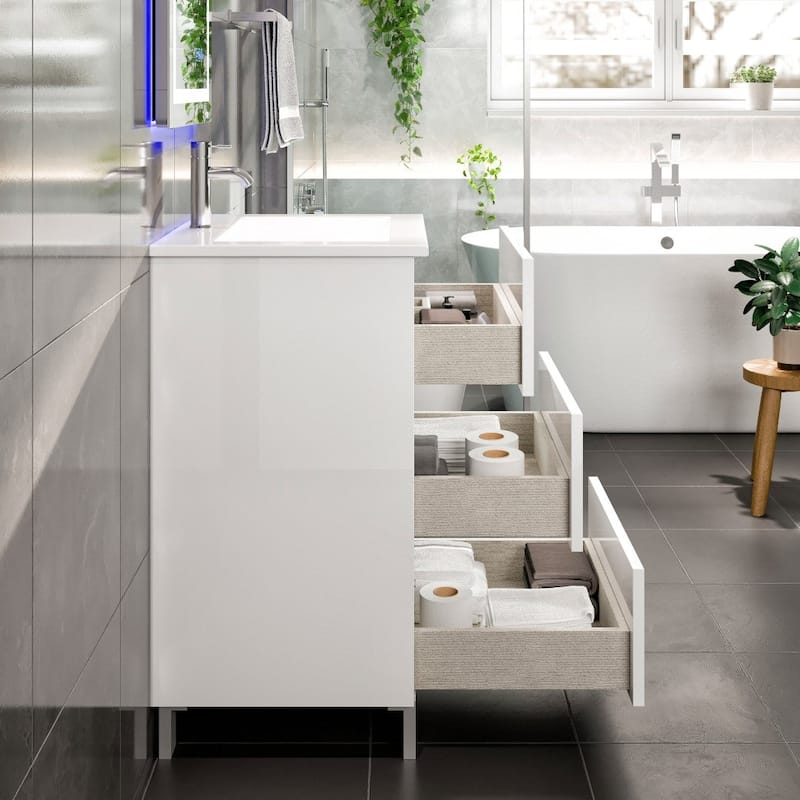 Eviva Deluxe 24"W Bath Vanity with White Porcelain Integrated Sink