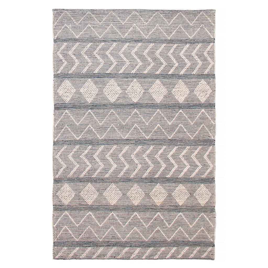 ECARPETGALLERY Braid weave Sienna Grey Wool Rug - 6'1 x 9'2